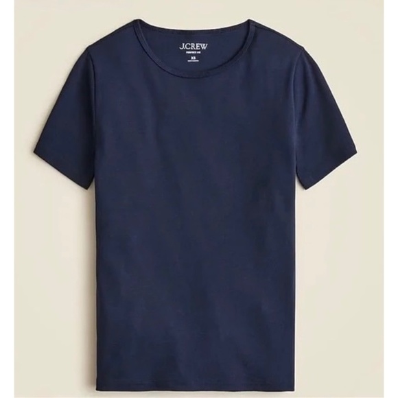 NWT!! J. CREW Perfect Fit T-Shirt Knit Top Solid Navy Blue Short Sleeve X-Small - Picture 1 of 12